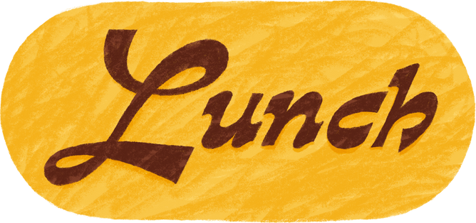 Lunch letter on text label hand drawn clipart